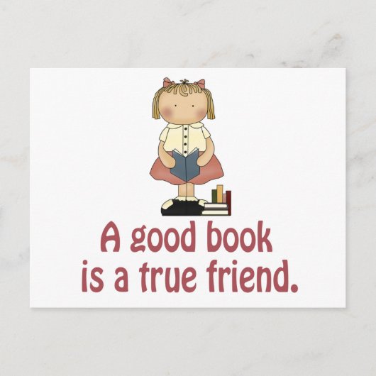 Cute A Good Book is een True Friend T-shirt Briefkaart (Voorkant)