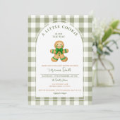 Cute A little Cookie baby shower green gingham  Kaart (Staand voorkant)