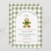 Cute A little Cookie baby shower green gingham  Kaart (Voorkant / Achterkant)