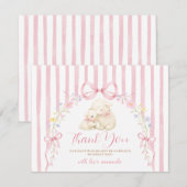 Cute A little lamb baby shower Pink Bow Gingham Bedankkaart (Voorkant / Achterkant)