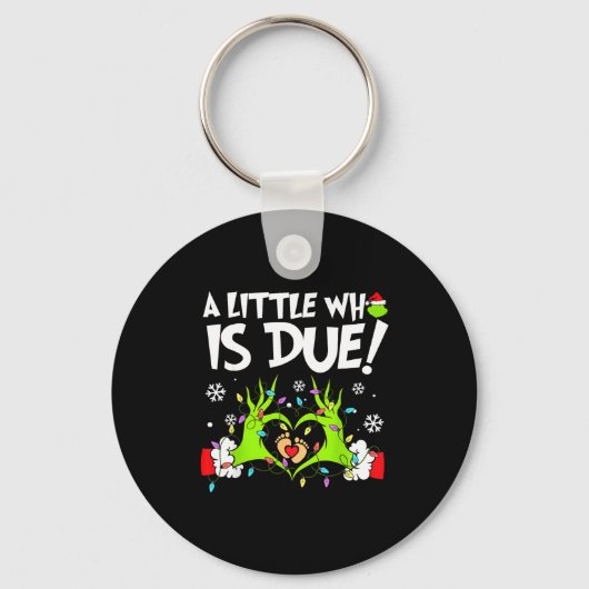 Cute A Little Who Is Due Christmas Pregnancy Annou Sleutelhanger (Voorkant)