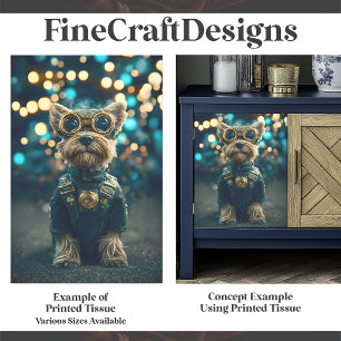 Cute Aangeklede Yorkshire Terrier Hond F8 Découpag Tissuepapier