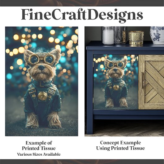 Cute Aangeklede Yorkshire Terrier Hond F8 Découpag Tissuepapier