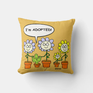Cute Aangenomen Cactus Cartoon Desert Gold Backgro Kussen