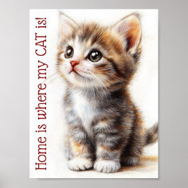 Cute aangepaste kitten muurdecoratie, poes kat poster