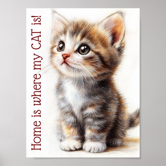 Cute aangepaste kitten wanddecoratie, poes kat poster (Voorkant)