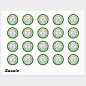Cute Aangepaste Lieveheersbeestje & Blad 5e Verjaa Ronde Sticker (Vel)