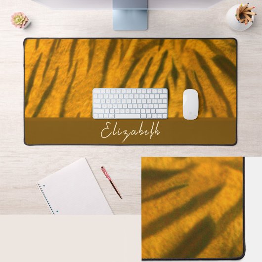 Cute aangepaste naam tijger vel patroon bureau mat
