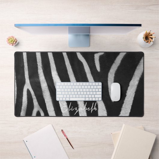 Cute aangepaste naam zebra vacht patroon bureau ma bureaumat (Kantoor 1)