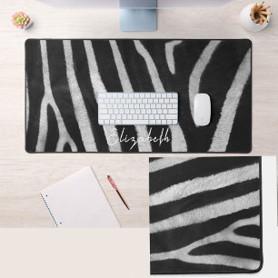 Cute aangepaste naam zebra vacht patroon bureau ma bureaumat