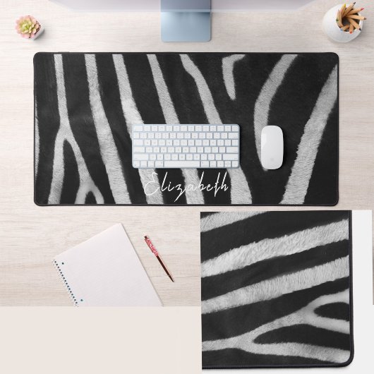 Cute aangepaste naam zebra vacht patroon bureau ma bureaumat