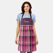 Cute Aangepaste Roze Gingham Schotse Ruit Patroon Schort (Gedragen)