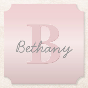 Cute aanpasbare roze monogram & uw naam schrift kartonnen onderzetters