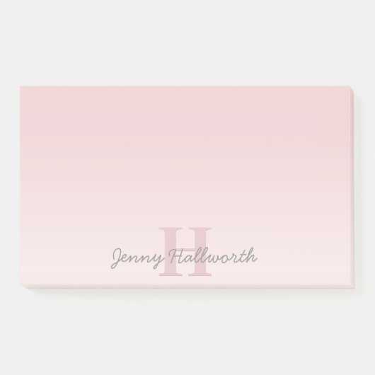 Cute aanpasbare roze monogram & uw naam schrift post-it® notes (Voorkant)