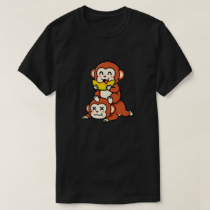 Cute Aap Eet Watermeloen Grappige Stapel Kunst T-shirt