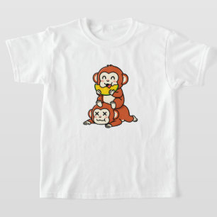 Cute Aap Eet Watermeloen Grappige Stapel Kunst T-shirt