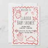 Cute aardbei baby shower uitnodiging (Voorkant)