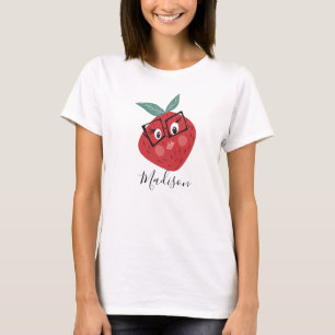 Cute Aardbei Cartoon Hand Getekende Naam  T-shirt