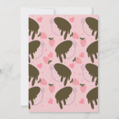 Cute Aardbei Chocolade Druppelende Koffie Hartjes Kaart (Achterkant)