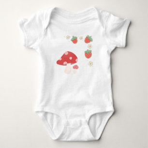 Cute Aardbei en Paddenstoel illustratie Romper