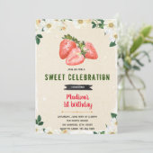 Cute aardbei verjaardagskaart kaart (Staand voorkant)