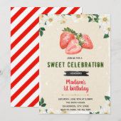 Cute aardbei verjaardagskaart kaart (Voorkant / Achterkant)