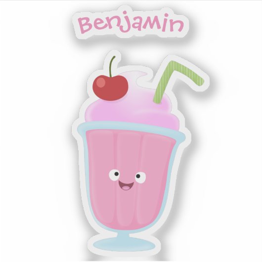 Cute aardbeien ijs sundae cartoon sticker (Voorkant)