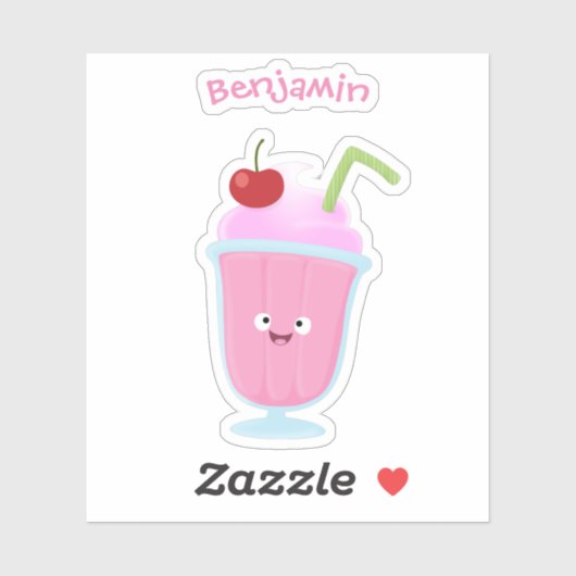 Cute aardbeien ijs sundae cartoon sticker (Vel)