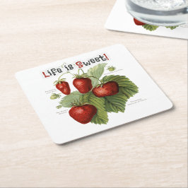 Cute  aardbeirassen Life is Sweet Kartonnen Onderzetters