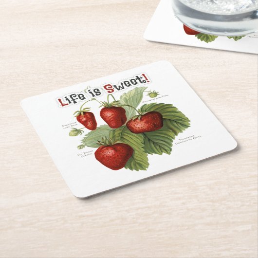 Cute  aardbeirassen Life is Sweet Kartonnen Onderzetters (Schuin)
