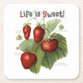 Cute  aardbeirassen Life is Sweet Kartonnen Onderzetters (Voorkant)