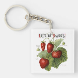 Cute aardbeirassen Life is Sweet Sleutelhanger
