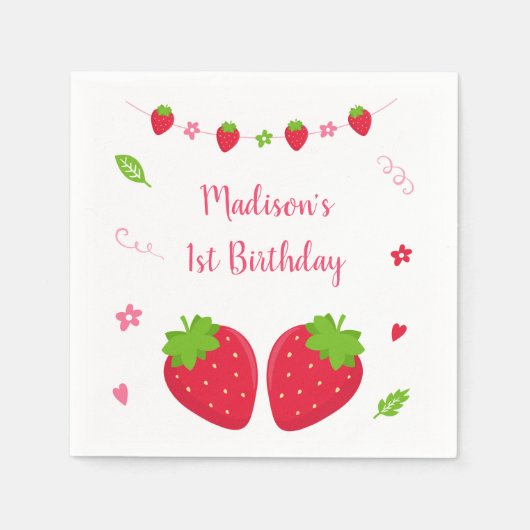Cute aardbery Berry Sweet Birthday Servet (Voorkant)