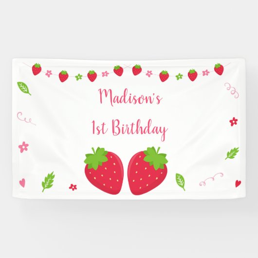 Cute aardbery Berry Sweet Birthday Spandoek (Horizontaal)