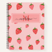 Cute aardbery Blush Pink Monogram Notitieboek (Voorkant)