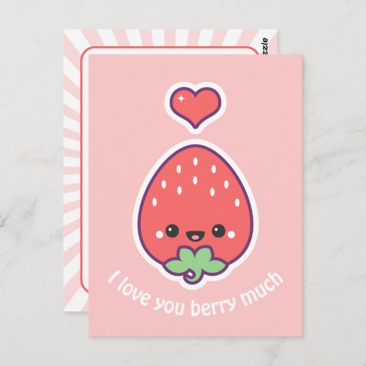 Cute aardbery briefkaart (Voorkant / Achterkant)