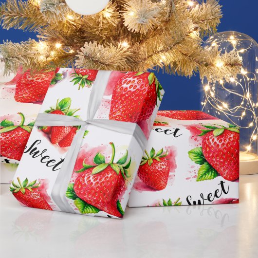 Cute aardbery cadeaupapier (Feestdagen)