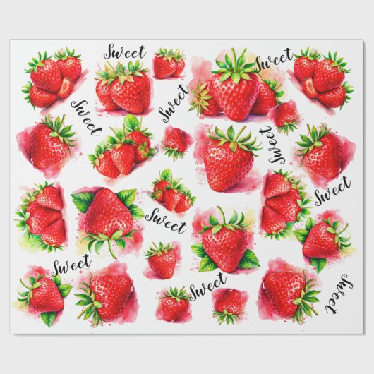 Cute aardbery cadeaupapier (Vlak)