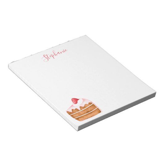 Cute aardbery Cake Personalized Notitieblok (Schuin)