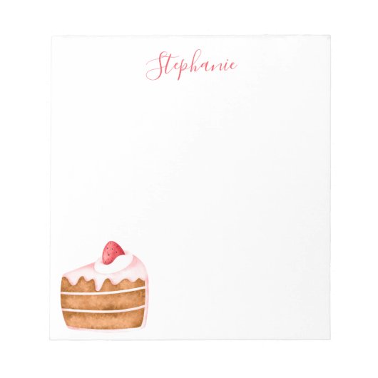 Cute aardbery Cake Personalized Notitieblok (Voorkant)