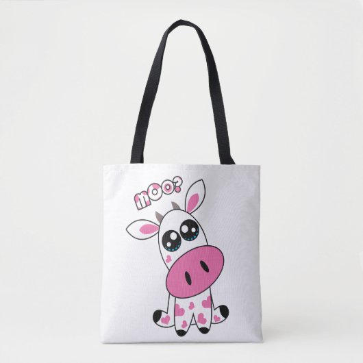 Cute aardbery Cow face White Tote Bag (Voorkant)
