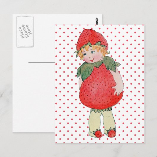 Cute  aardbery Girl Briefkaart (Voorkant / Achterkant)