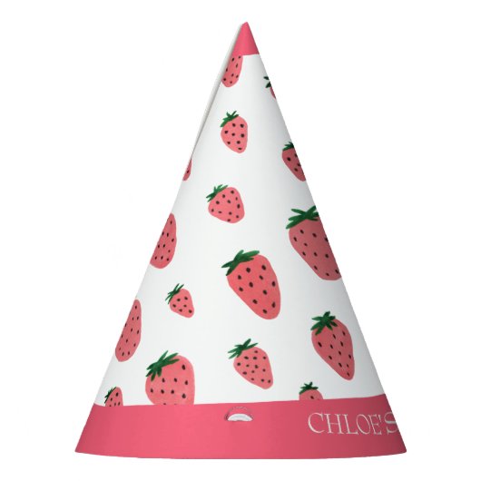 Cute aardbery Girl First Birthday Pink Party Feesthoedjes (Links)