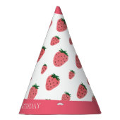 Cute aardbery Girl First Birthday Pink Party Feesthoedjes (Rechts)