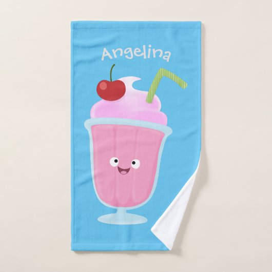 Cute aardbery ice crème sundae cartoon bad handdoek (Handdoek)