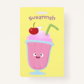 Cute aardbery ice crème sundae cartoon badge (Achterkant)