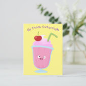 Cute aardbery ice crème sundae cartoon briefkaart (Staand voorkant)