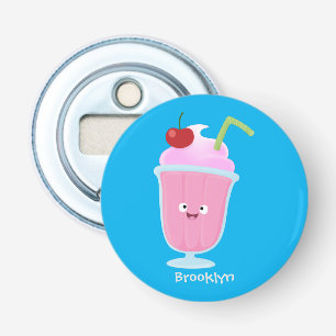 Cute aardbery ice crème sundae cartoon button flesopener