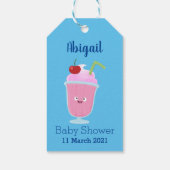 Cute aardbery ice crème sundae cartoon cadeaulabel (Achterkant)