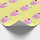 Cute aardbery ice crème sundae cartoon cadeaupapier (Hoek)